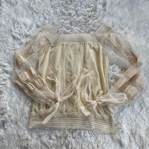 Elegant Sheer Blouse with Ribbon Details